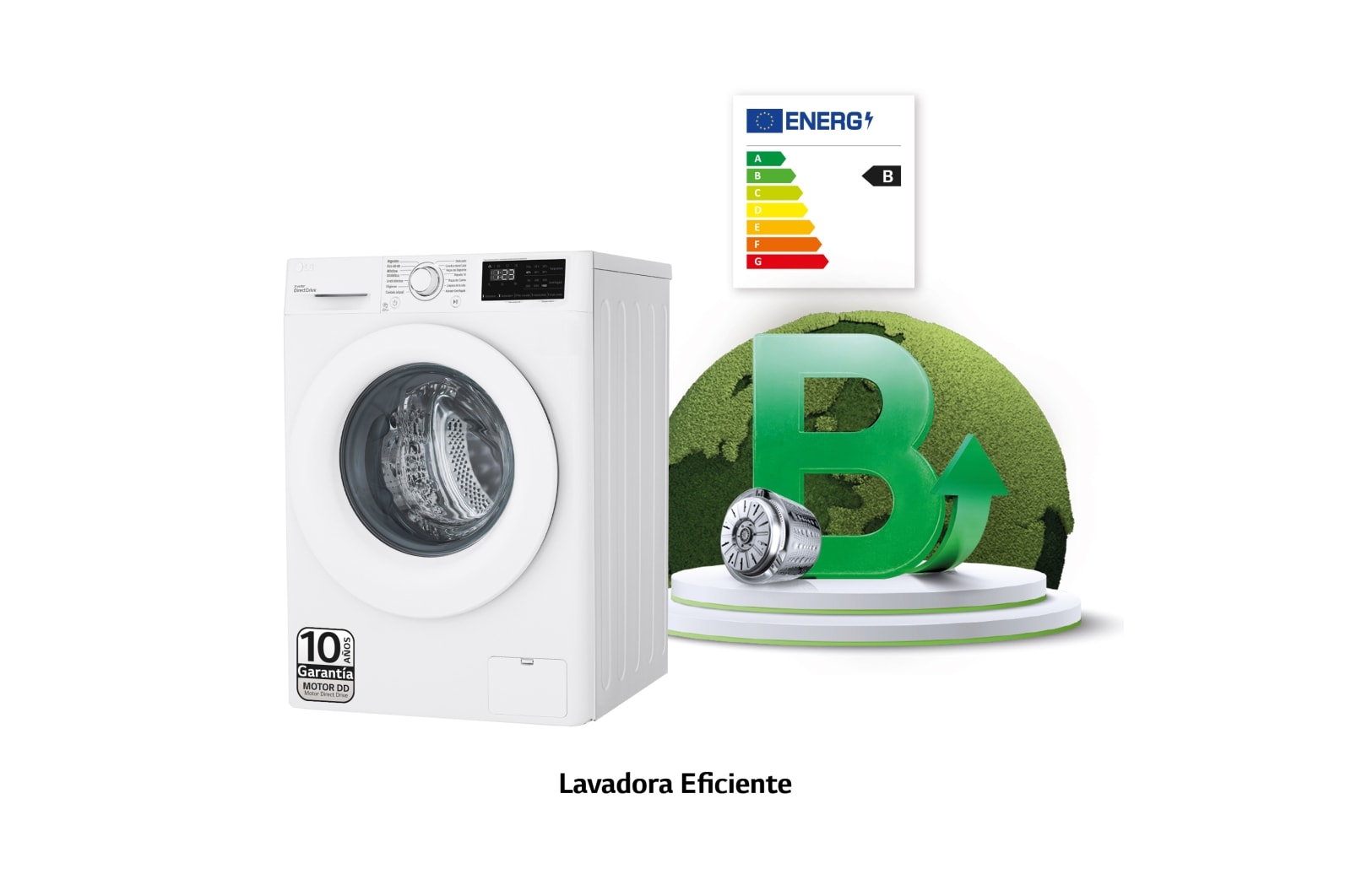 LG Lavadora inteligente AI Direct Drive™, 9kg, 1400, Clasificación B, Blanca, Serie 300, F4WV3009N3W