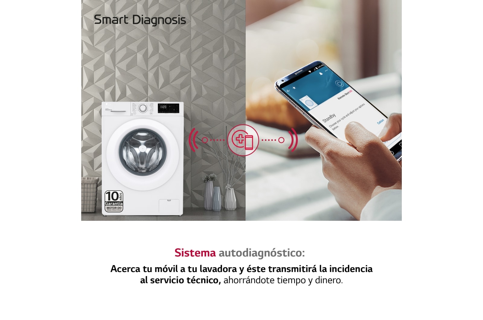 LG Lavadora inteligente AI Direct Drive™, 9kg, 1400, Clasificación B, Blanca, Serie 300, F4WV3009N3W