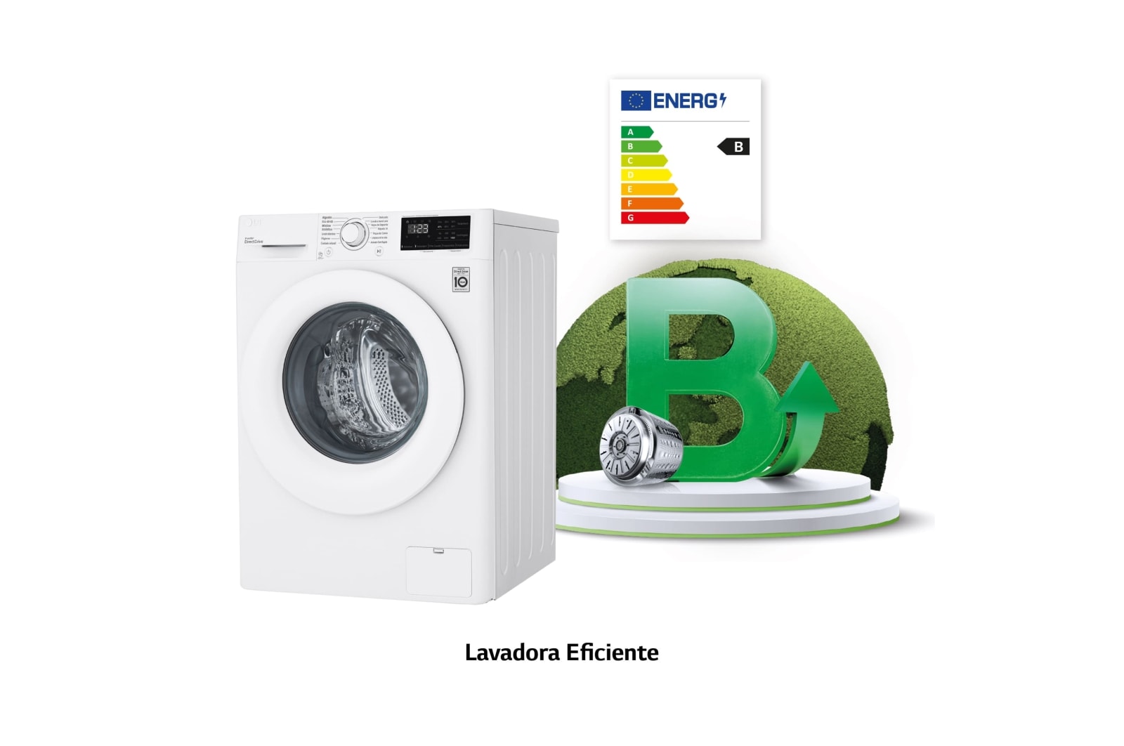 LG Lavadora inteligente LG, 9 Kg, 1400, B, Blanca, F4WV3009N3W.ABWQWES
