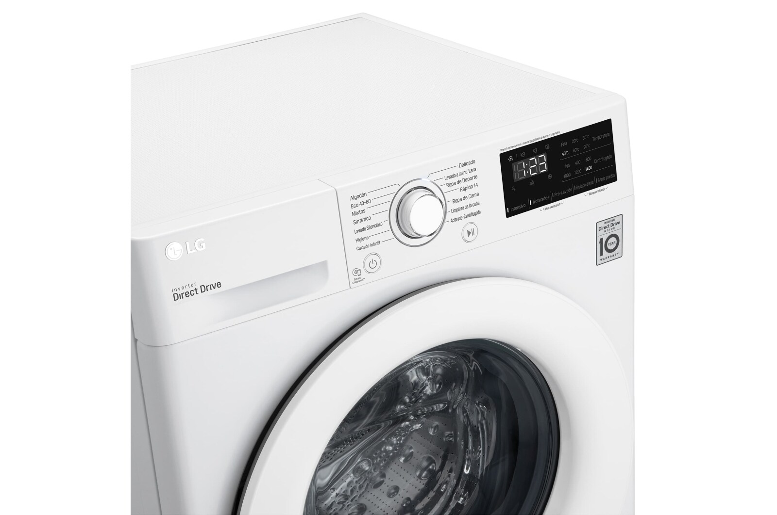 LG Lavadora inteligente LG, 9 Kg, 1400, B, Blanca, F4WV3009N3W.ABWQWES