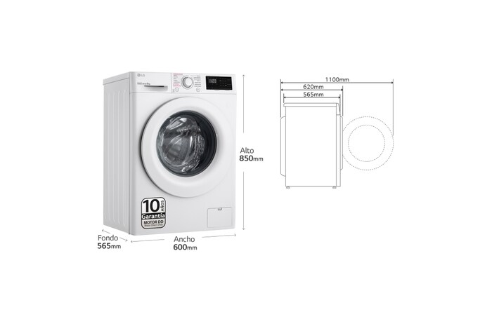 LG Lavadora inteligente AI Direct Drive 9kg, 1400rpm, Clasificación B, Blanca, Serie 300, F4WV3009S3W