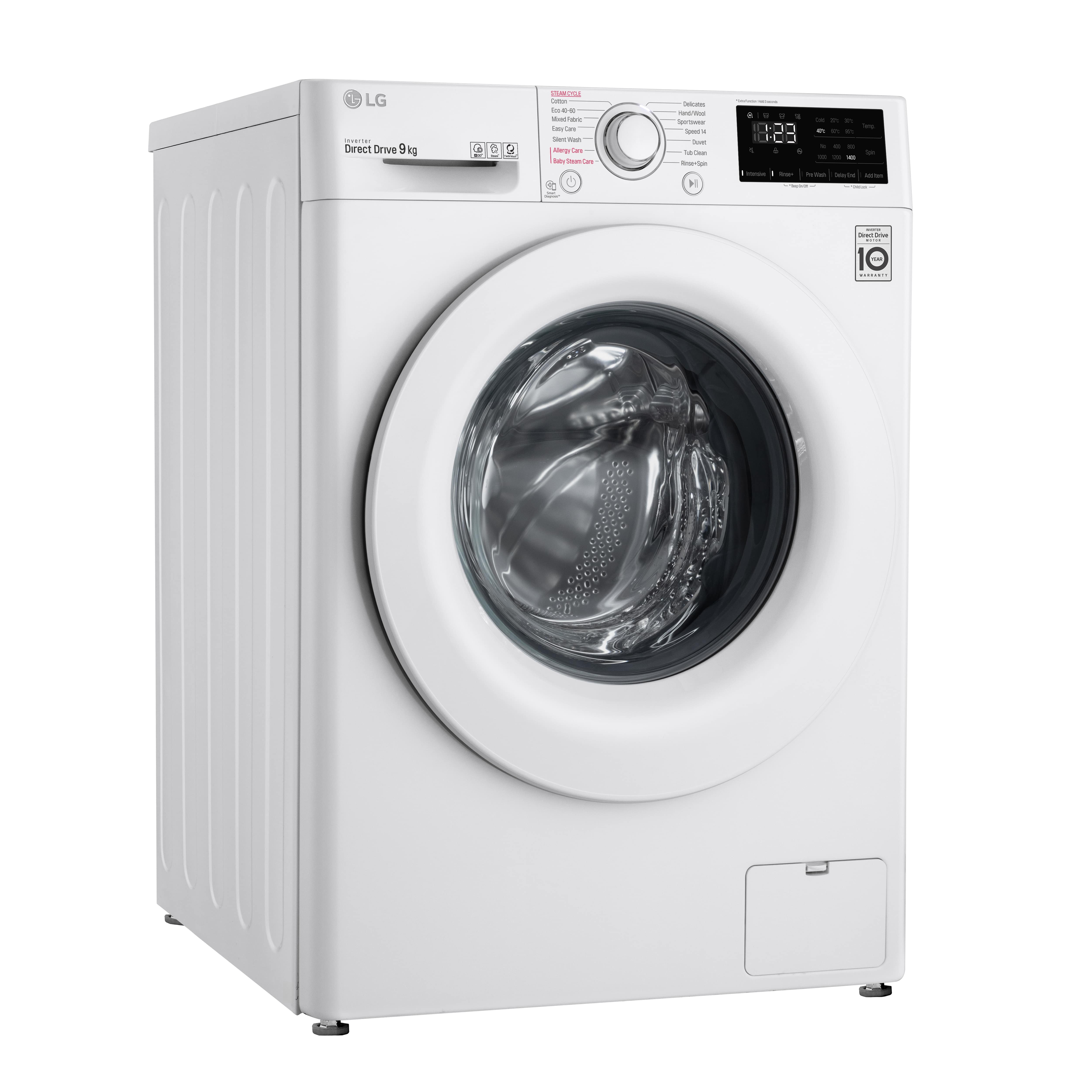 LG Lavadora inteligente AI Direct Drive 9kg, 1400rpm, Clasificación B, Blanca, Serie 300, F4WV3009S3W