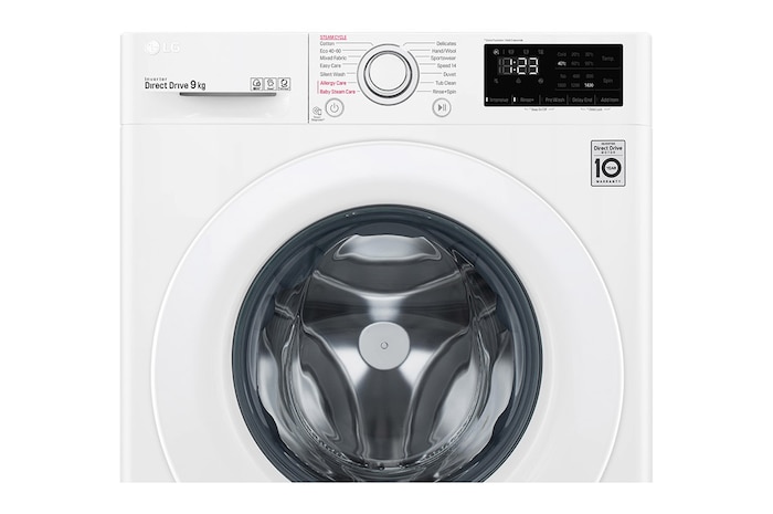 LG Lavadora inteligente AI Direct Drive 9kg, 1400rpm, Clasificación B, Blanca, Serie 300, F4WV3009S3W