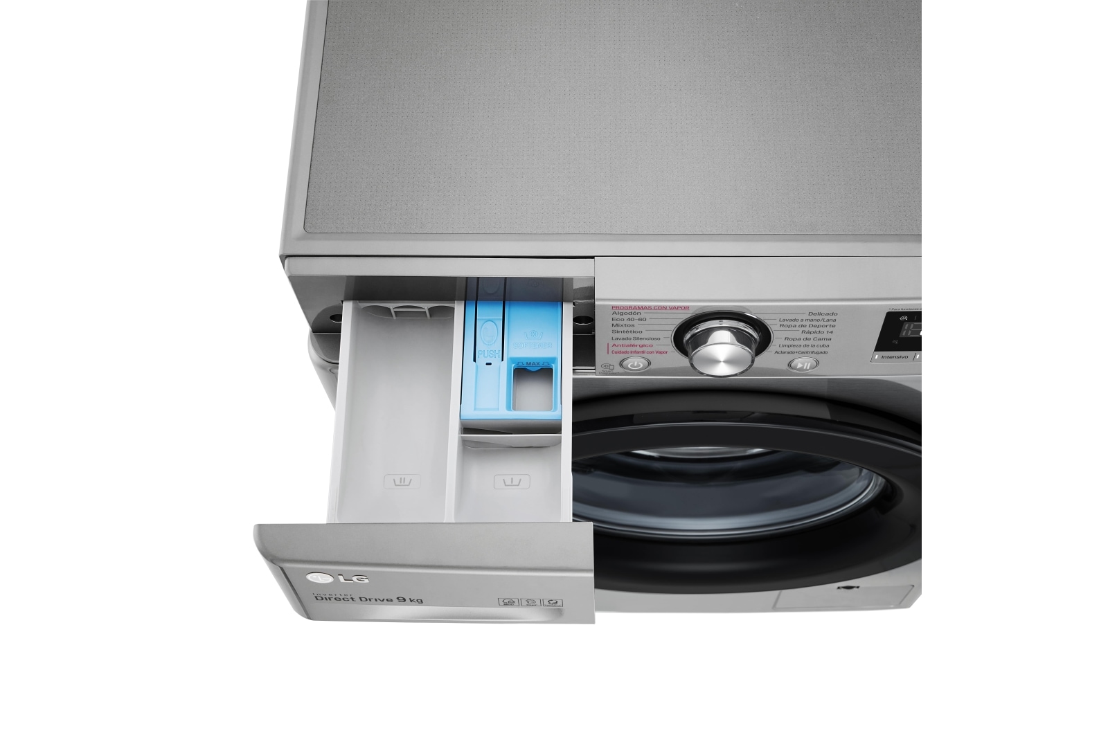 LG Lavadora inteligente AI Direct Drive 9kg, 1400rpm, Clasificación B, Inox antihuellas, Serie 300, F4WV3009S6S