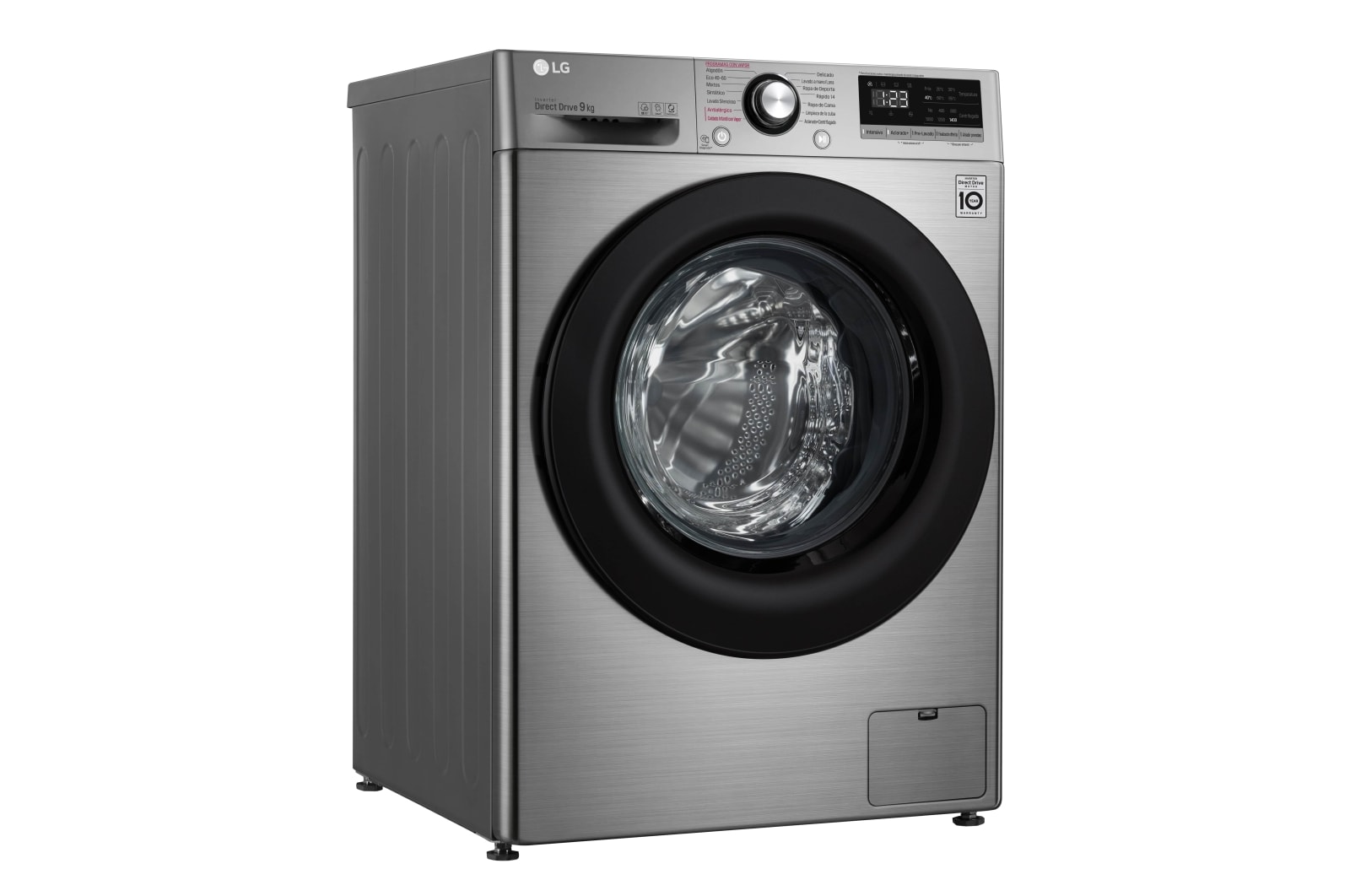 LG Lavadora inteligente AI Direct Drive 9kg, 1400rpm, Clasificación B, Inox antihuellas, Serie 300, F4WV3009S6S