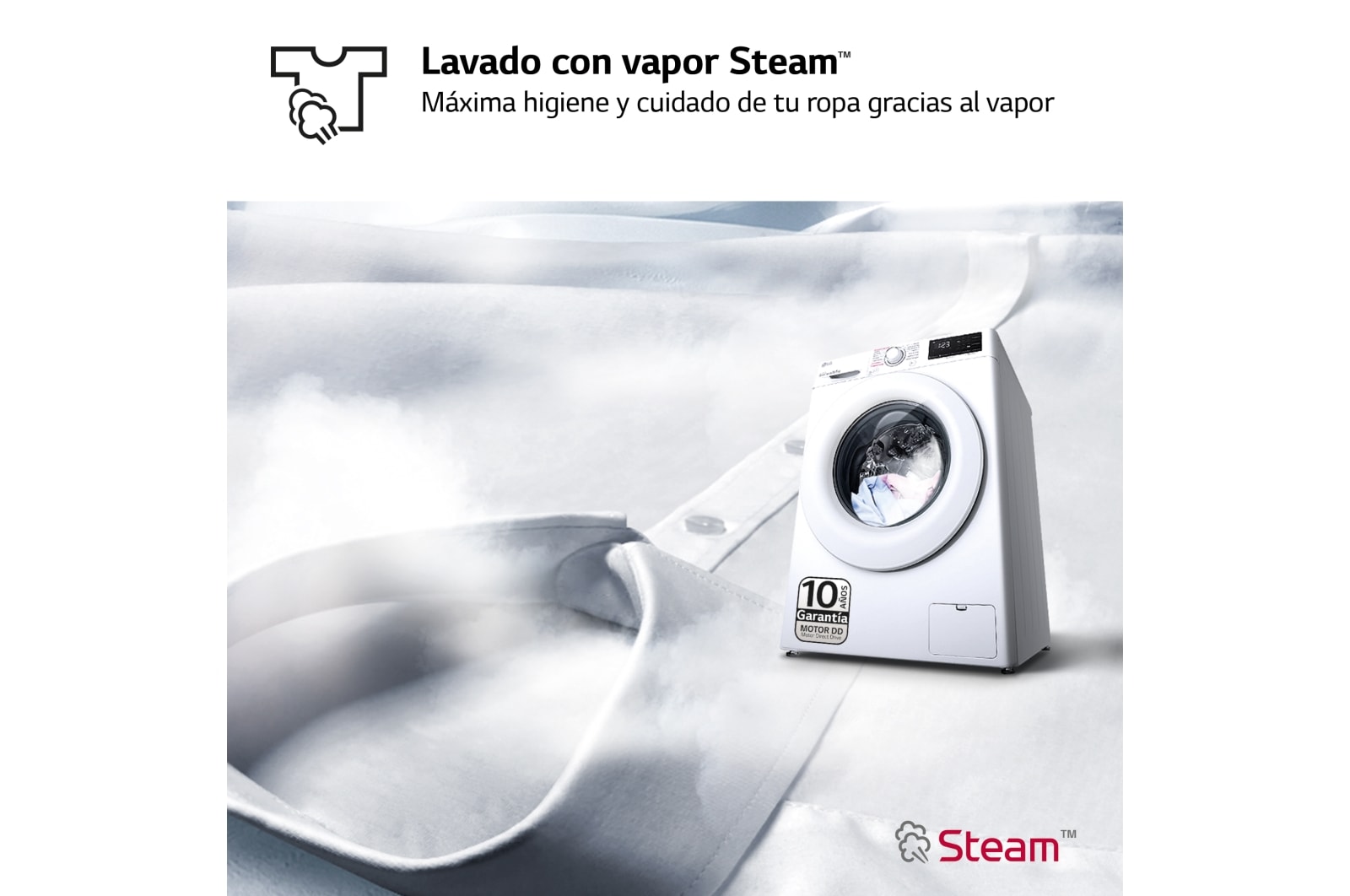 LG Lavadora inteligente AI Direct Drive 10,5kg, 1400rpm, Clasificación B, Blanca, Serie 300, F4WV3010S3W