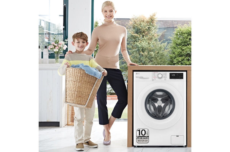 LG Lavadora inteligente AI Direct Drive 10,5kg, 1400rpm, Clasificación B, Blanca, Serie 300, F4WV3010S3W