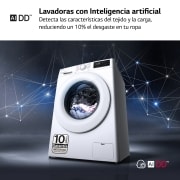 LG Lavadora inteligente AI Direct Drive 10,5kg, 1400rpm, Clasificación B, Blanca, Serie 300, F4WV3010S3W