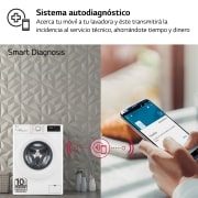 LG Lavadora inteligente AI Direct Drive 10,5kg, 1400rpm, Clasificación B, Blanca, Serie 300, F4WV3010S3W