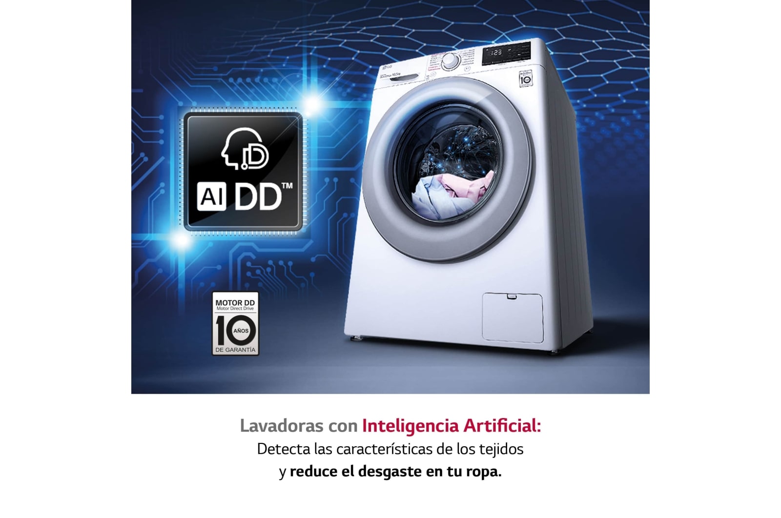 LG Lavadora inteligente  AI Direct Drive<sup>TM</sup>, con Vapor, 10,5kg, 1400,  Clasificación A Blanca, Serie 300, F4WV301S4WA