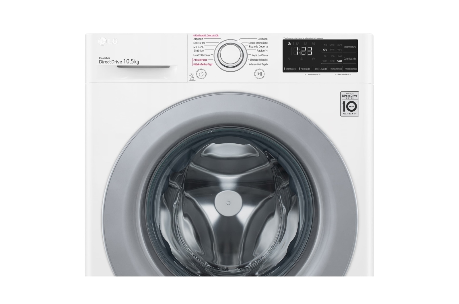 LG Lavadora inteligente  AI Direct Drive<sup>TM</sup>, con Vapor, 10,5kg, 1400,  Clasificación A Blanca, Serie 300, F4WV301S4WA