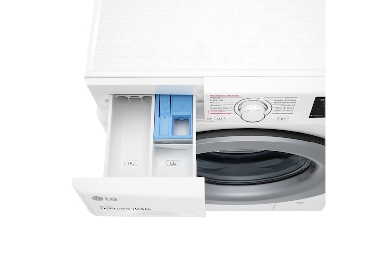 LG Lavadora inteligente  AI Direct Drive<sup>TM</sup>, con Vapor, 10,5kg, 1400,  Clasificación A Blanca, Serie 300, F4WV301S4WA