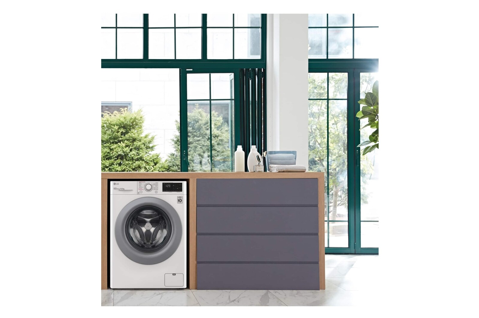 LG Lavadora inteligente  AI Direct Drive<sup>TM</sup>, con Vapor, 10,5kg, 1400,  Clasificación A Blanca, Serie 300, F4WV301S4WA