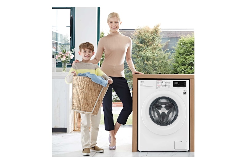 LG Lavadora inteligente AI Direct Drive TM, con Vapor, 9kg, 1400 Clasificación A, Blanca , Serie 300, F4WV309S3WA