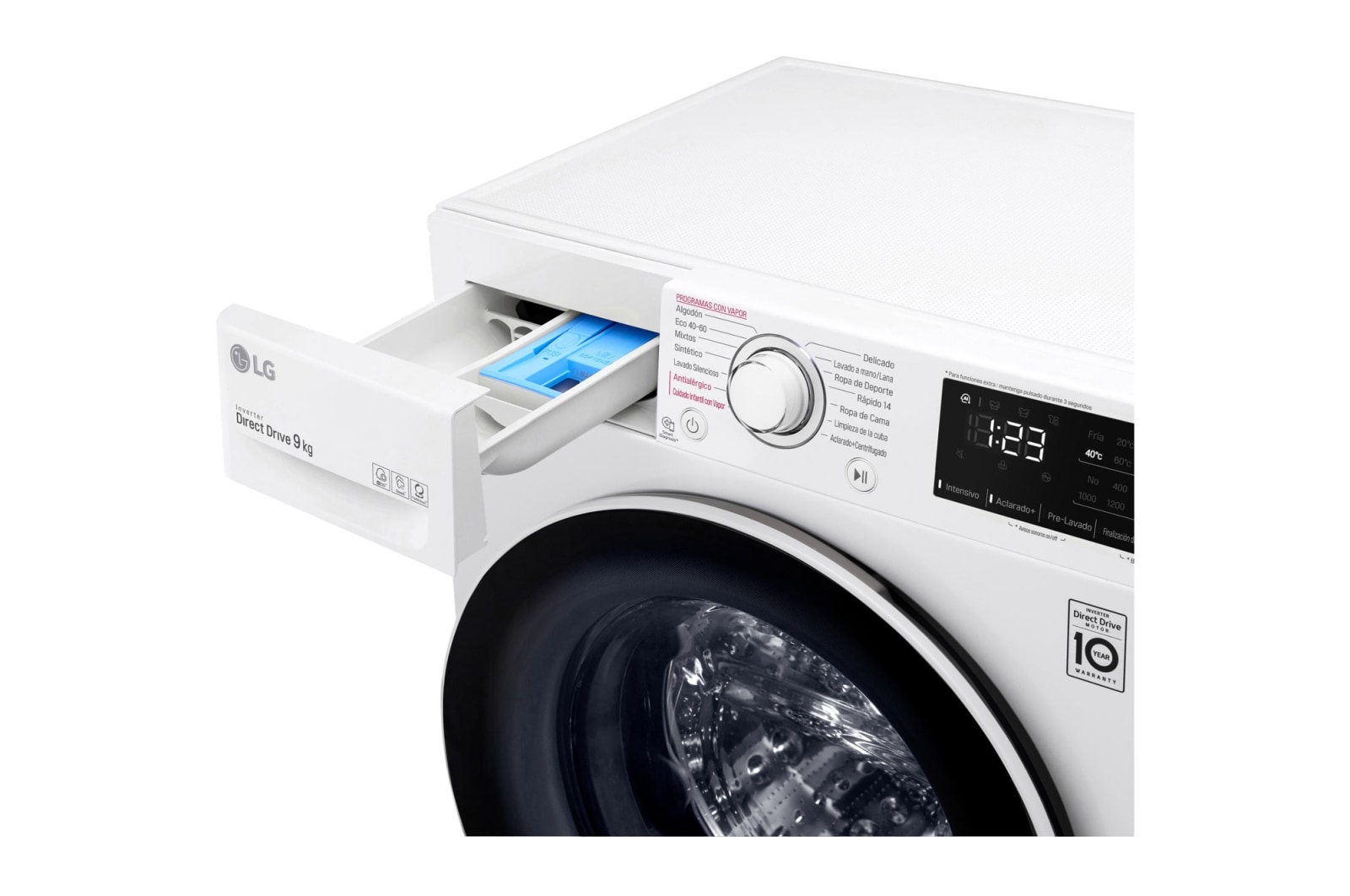 LG Lavadora inteligente AI Direct Drive 9kg, 1400rpm, Clasificación B, Blanca, Serie 320, F4WV3209S0W