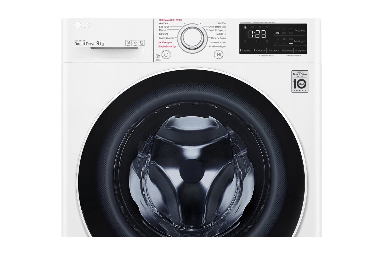 LG Lavadora inteligente AI Direct Drive 9kg, 1400rpm, Clasificación B, Blanca, Serie 320, F4WV3209S0W