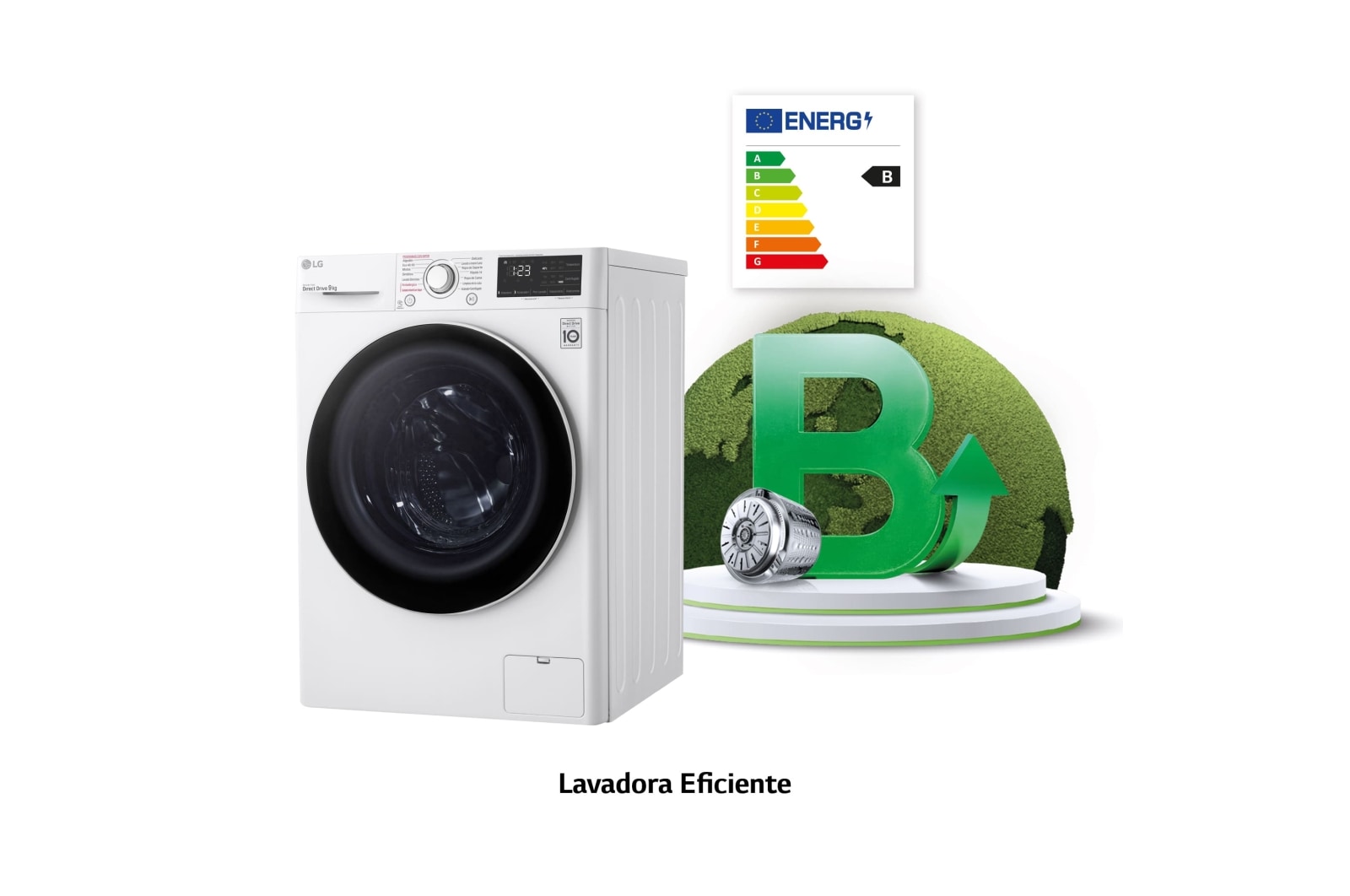 LG Lavadora inteligente AI Direct Drive 9kg, 1400rpm, Clasificación A, Blanca, Serie 320, F4WV329S0WA