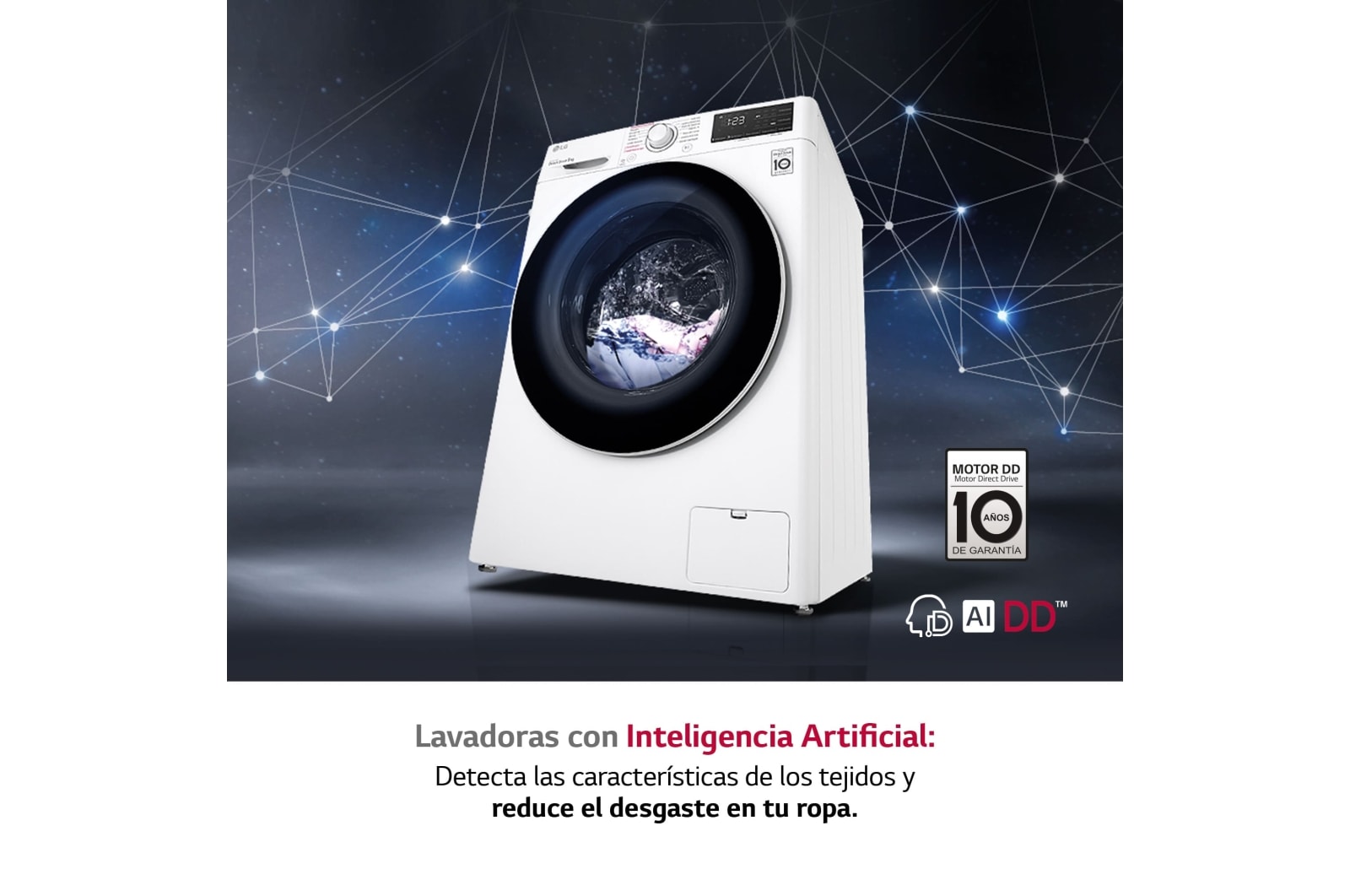 LG Lavadora inteligente AI Direct Drive 9kg, 1400rpm, Clasificación A, Blanca, Serie 320, F4WV329S0WA
