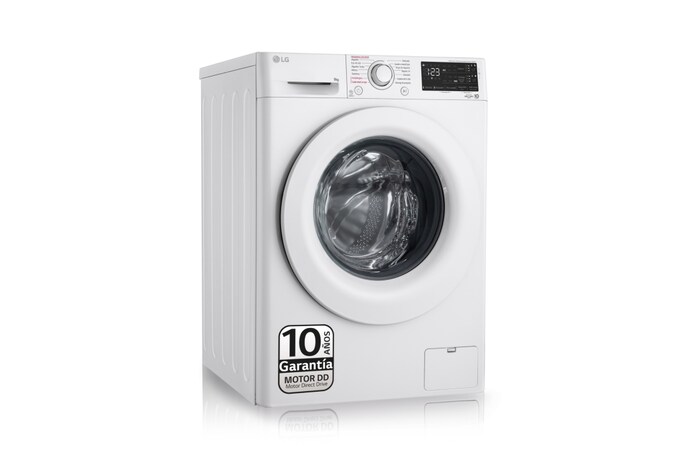 LG Lavadora inteligente AI Direct Drive TM, con Vapor, autodosificación detergente, 9kg, 1400, Clasificación B Blanca, Serie 350, F4WV3509S3W