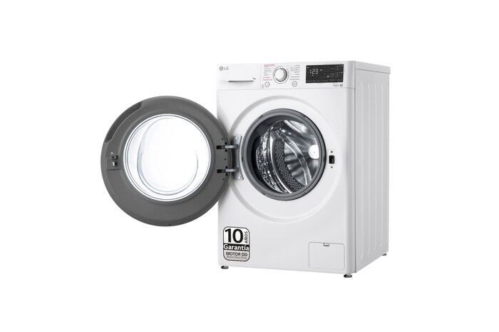 LG Lavadora inteligente AI Direct Drive TM, con Vapor, autodosificación detergente, 9kg, 1400, Clasificación B Blanca, Serie 350, F4WV3509S3W