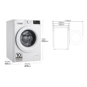 LG Lavadora inteligente  AI Direct Drive TM, con Vapor, autodosificación detergente, 9kg, 1400,  Clasificación B Blanca, Serie 350, F4WV3509S3W