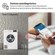 LG Lavadora inteligente  AI Direct Drive TM, con Vapor, autodosificación detergente, 9kg, 1400,  Clasificación B Blanca, Serie 350, F4WV3509S3W
