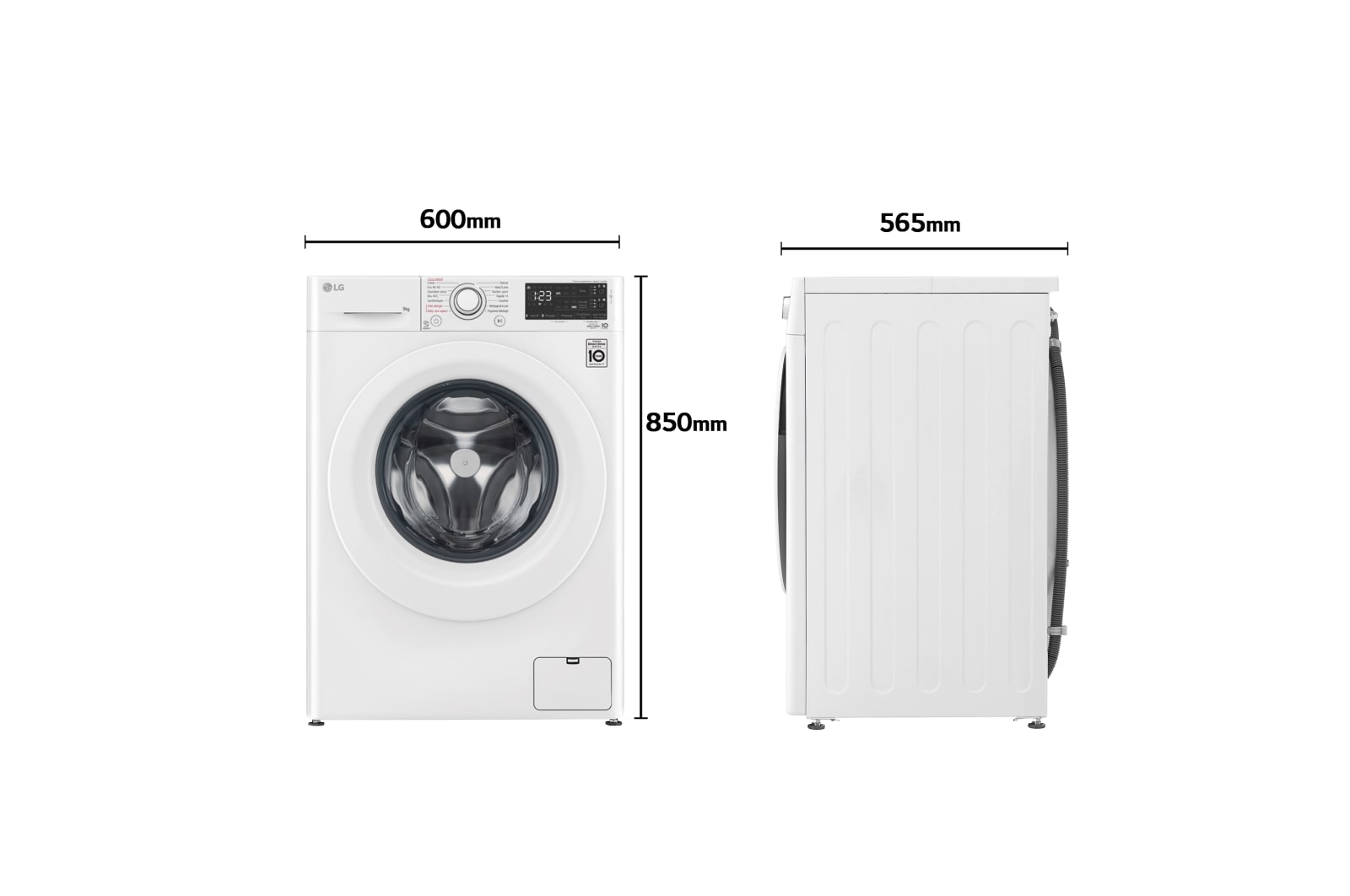 LG Lavadora inteligente  AI Direct Drive TM, con Vapor, autodosificación detergente, 9kg, 1400,  Clasificación B Blanca, Serie 350, F4WV3509S3W