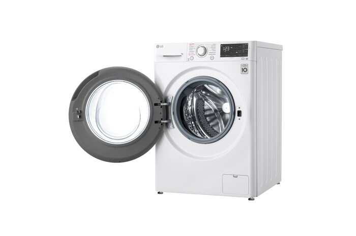 LG Lavadora inteligente  AI Direct Drive TM, con Vapor, autodosificación detergente, 9kg, 1400,  Clasificación B Blanca, Serie 350, F4WV3509S3W