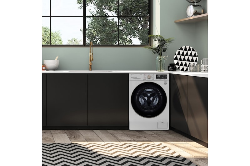 LG Lavadora inteligente AI Direct Drive con autodosificación de detergente, 10,5kg, 1400rpm, Clasificación B, Blanca, Serie 350, F4WV3510S0W