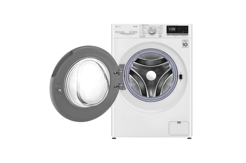 LG Lavadora inteligente AI Direct Drive 8kg, 1400rpm, Clasificación C, Blanca, Serie 500, F4WV5008S0W