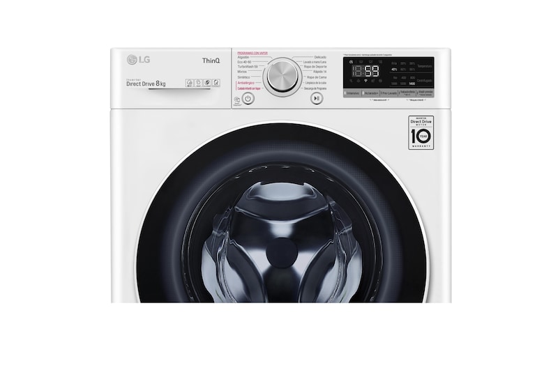 LG Lavadora inteligente AI Direct Drive 8kg, 1400rpm, Clasificación C, Blanca, Serie 500, F4WV5008S0W