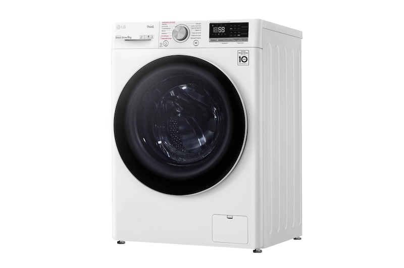 LG Lavadora inteligente AI Direct Drive 8kg, 1400rpm, Clasificación C, Blanca, Serie 500, F4WV5008S0W