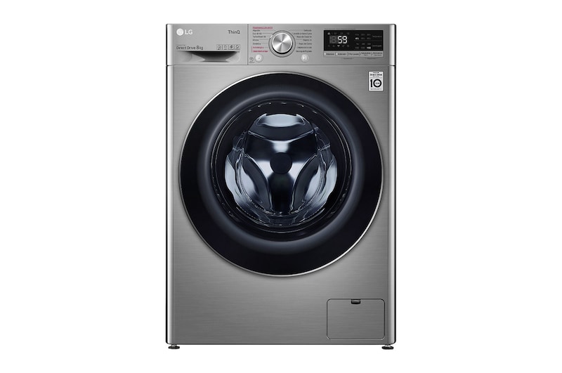 LG Lavadora inteligente AI Direct Drive 8kg, 1400rpm, Clasificación C, Inox antihuellas, Serie 500, F4WV5008S2S