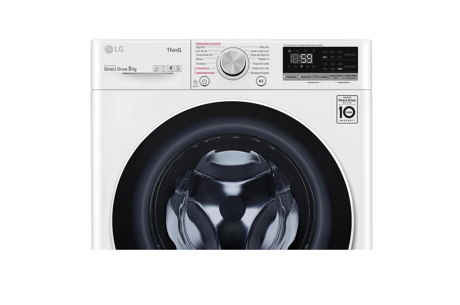 LG Lavadora inteligente AI Direct Drive 9kg, 1400rpm, Clasificación B, Blanca, Serie 500, F4WV5009S0W