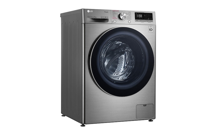 LG Lavadora inteligente   AI Direct Drive ™, TurboWash 59, 8kg, 1400rpm,  Clasificación B, Inox antihuellas, Serie 500, F4WV508S2BS