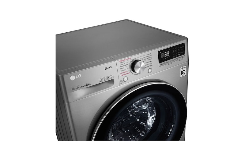 LG Lavadora inteligente   AI Direct Drive ™, TurboWash 59, 8kg, 1400rpm,  Clasificación B, Inox antihuellas, Serie 500, F4WV508S2BS