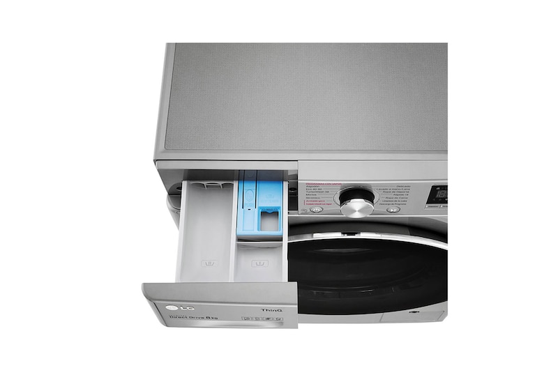 LG Lavadora inteligente   AI Direct Drive ™, TurboWash 59, 8kg, 1400rpm,  Clasificación B, Inox antihuellas, Serie 500, F4WV508S2BS