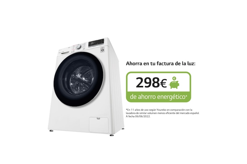 LG Lavadora inteligente AI Direct Drive TM, TurboWash 59,  con autodosificación de detergente,  10,5kg, 1400rpm,  Clasifiación B  Blanca, Serie 550, F4WV5510S1W