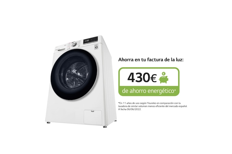 LG Lavadora inteligente AI Direct Drive 9kg, 1400rpm, Clasificación A, Blanca, Serie 700, F4WV7009S1W
