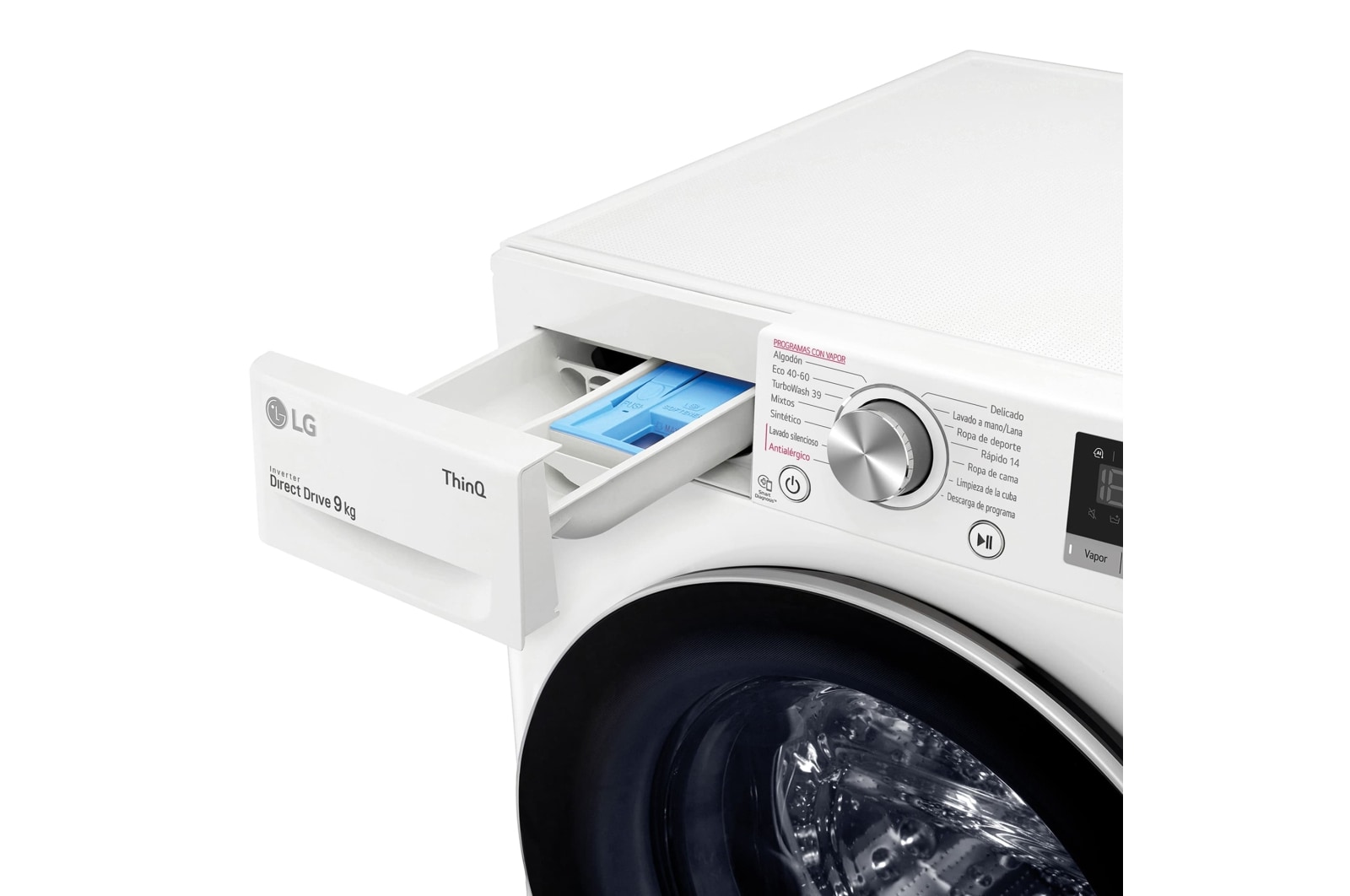 LG Lavadora inteligente AI Direct Drive 9kg, 1400rpm, Clasificación A, Blanca, Serie 700, F4WV7009S1W