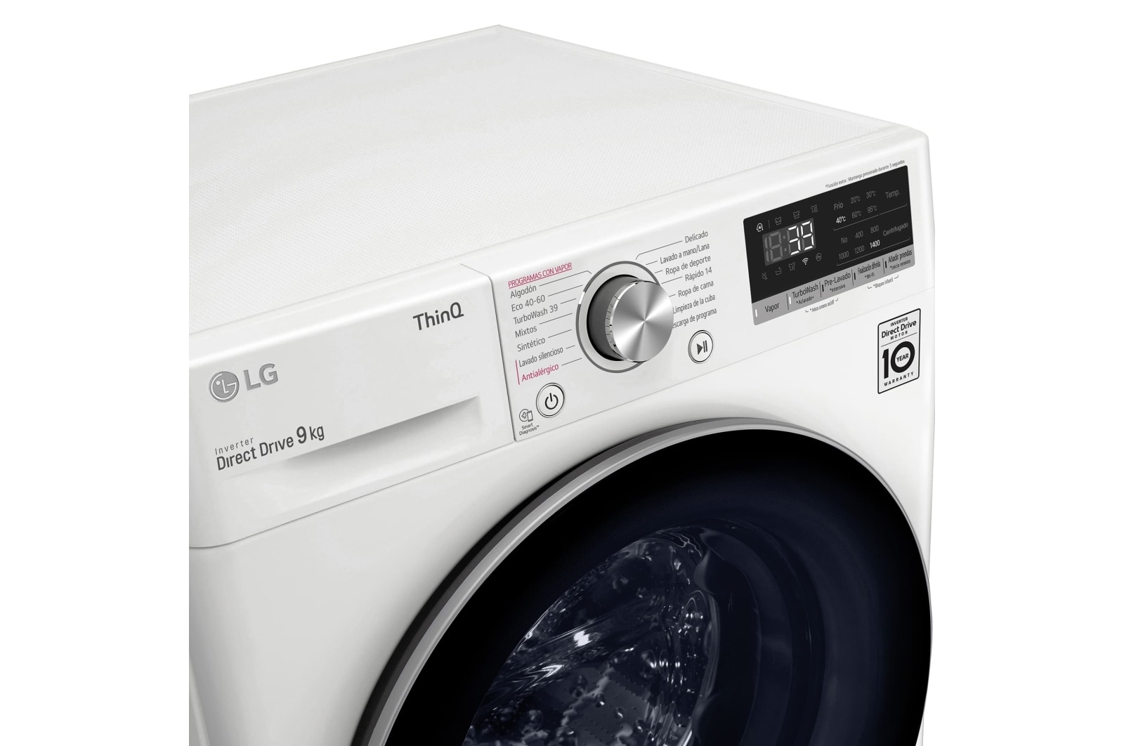 LG Lavadora inteligente AI Direct Drive 9kg, 1400rpm, Clasificación A, Blanca, Serie 700, F4WV7009S1W