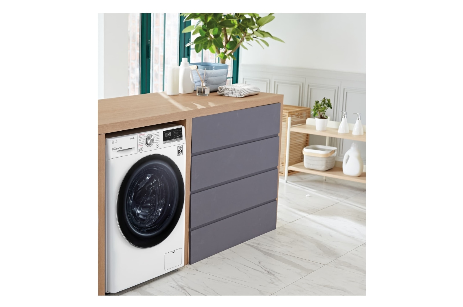 LG Lavadora inteligente AI Direct Drive 9kg, 1400rpm, Clasificación A, Blanca, Serie 700, F4WV7009S1W