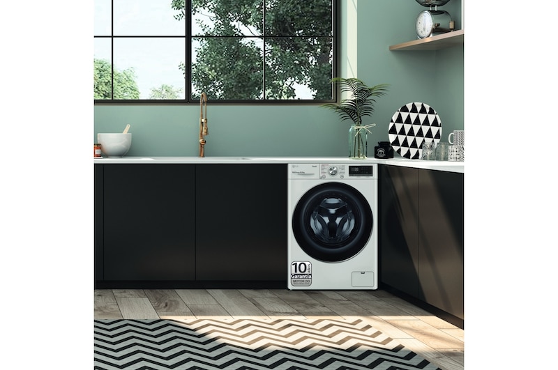 LG Lavadora inteligente AI Direct Drive 10.5kg, 1400rpm, Clasificación A, Blanca, Serie 700, F4WV7010S2W