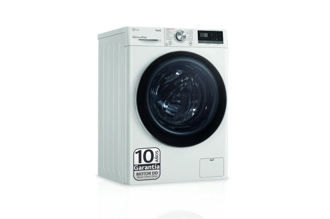LG Lavadora inteligente AI Direct Drive 10.5kg, 1400rpm, Clasificación A, Blanca, Serie 700, F4WV7010S2W