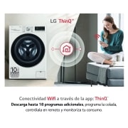 LG Lavadora inteligente AI Direct Drive 10.5kg, 1400rpm, Clasificación A, Blanca, Serie 700, F4WV7010S2W