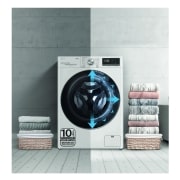 LG Lavadora inteligente AI Direct Drive 10.5kg, 1400rpm, Clasificación A, Blanca, Serie 700, F4WV7010S2W
