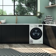 LG Lavadora inteligente AI Direct Drive 10.5kg, 1400rpm, Clasificación A, Blanca, Serie 700, F4WV7010S2W