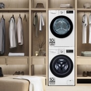 LG Lavadora inteligente AI Direct Drive 10.5kg, 1400rpm, Clasificación A, Blanca, Serie 700, F4WV7010S2W