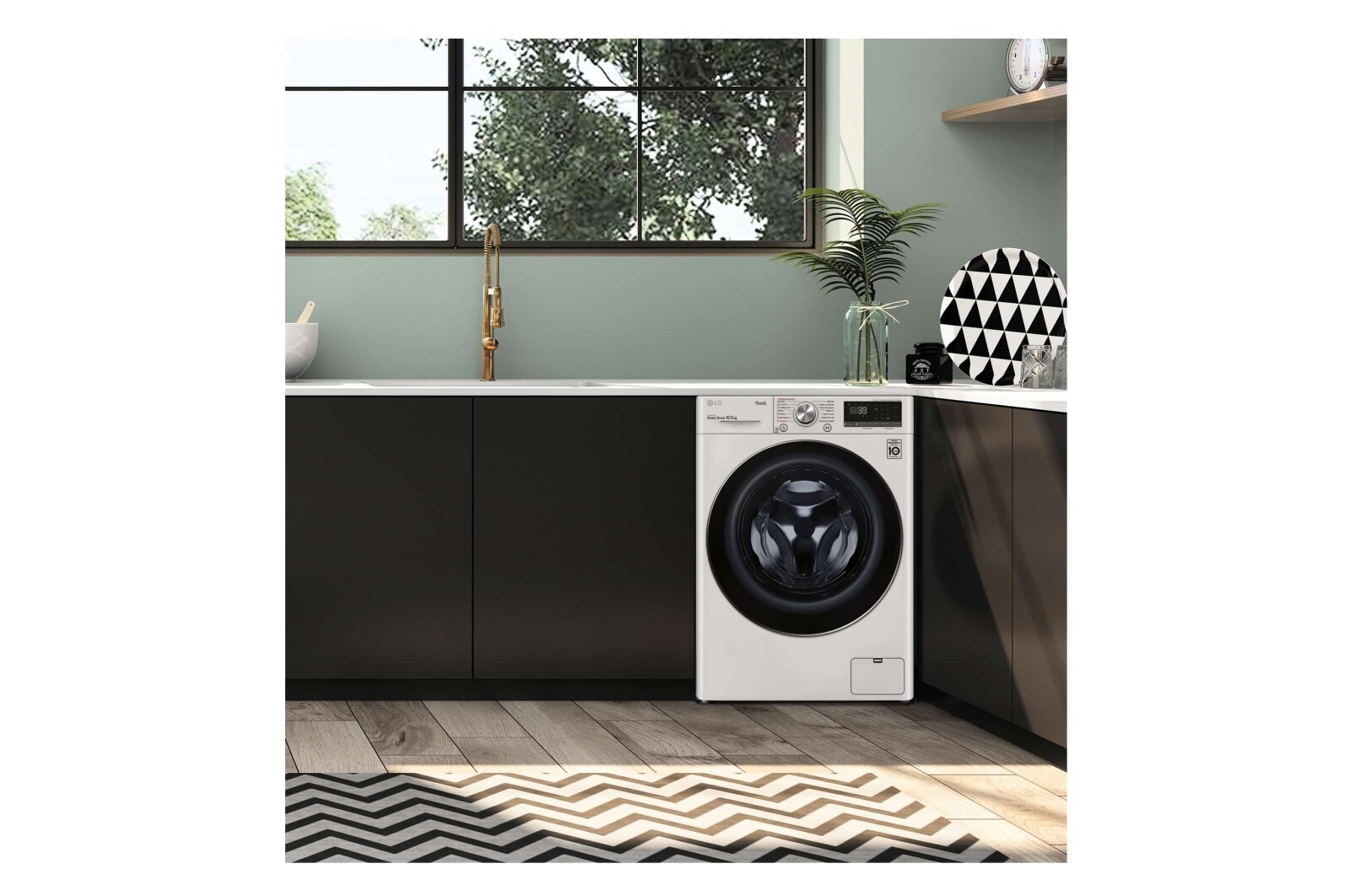 LG Lavadora inteligente AI Direct Drive 10.5kg, 1400rpm, Clasificación A, Blanca, Serie 700, F4WV7010S2W
