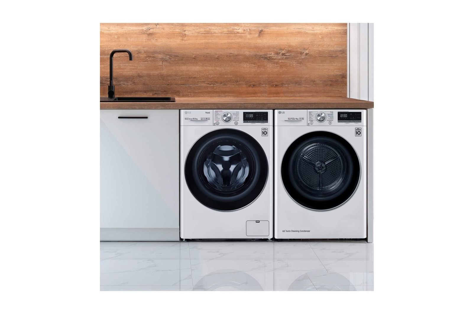 LG Lavadora inteligente AI Direct Drive 10.5kg, 1400rpm, Clasificación A, Blanca, Serie 700, F4WV7010S2W